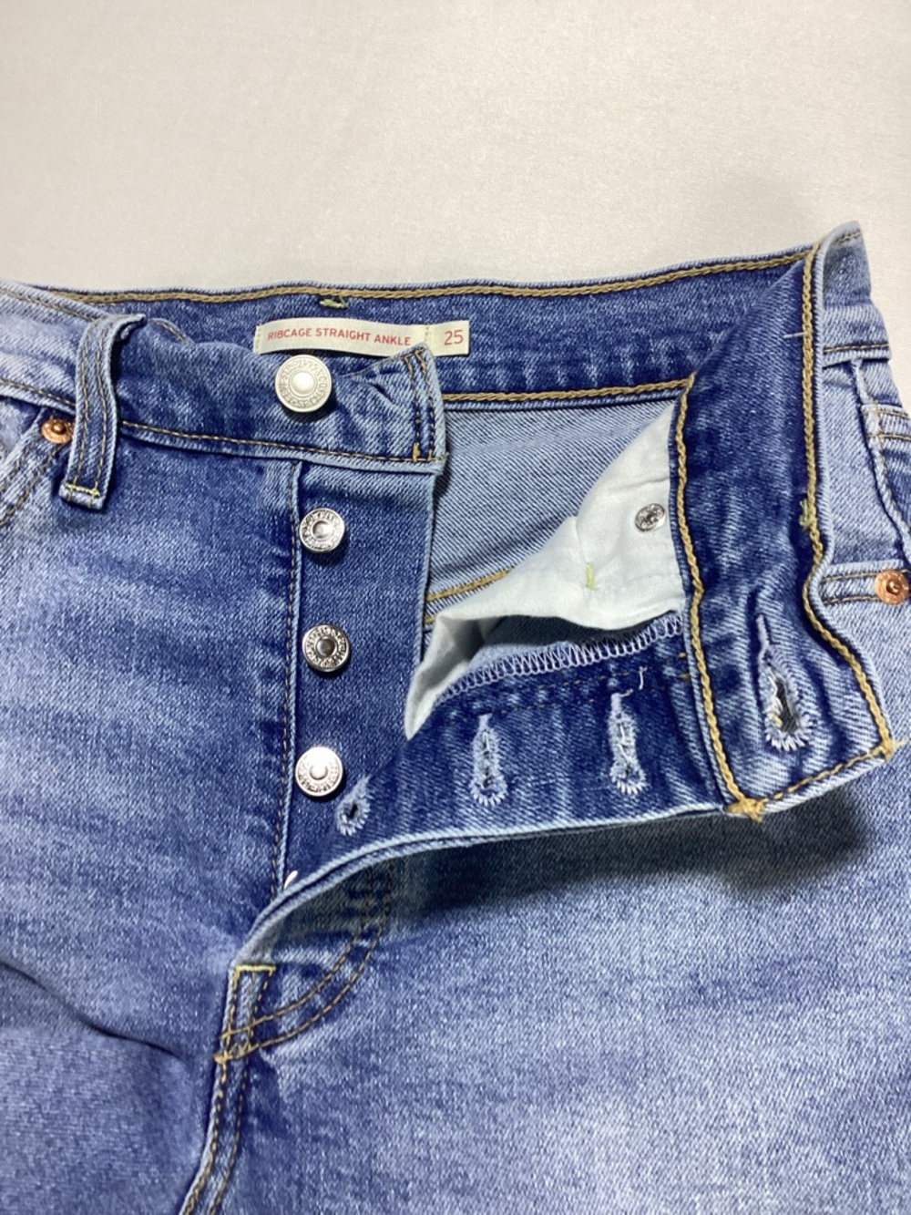 High-Rise Ribcage Straight Ankle Jeans in Light Blue - Picture 5 of 13